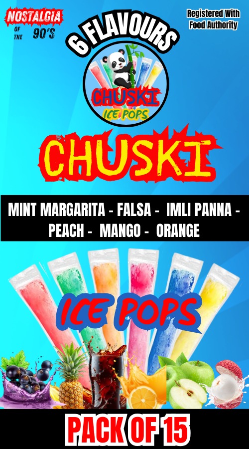 6 FRUITY FLAVORS PACK OF 15 ICE POPS - Rs. 400